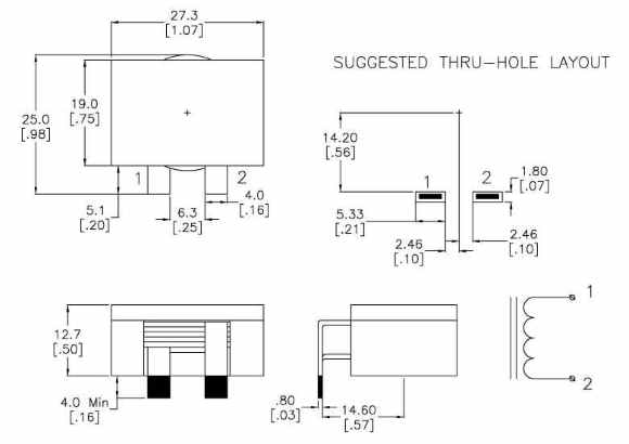 PQI26 output inductor mechanical drawing