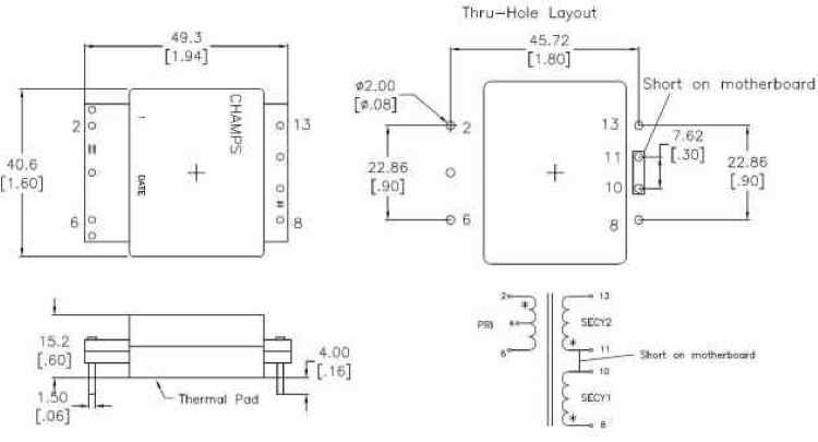 R41-180101 mechanical drawing & thru-hole layout